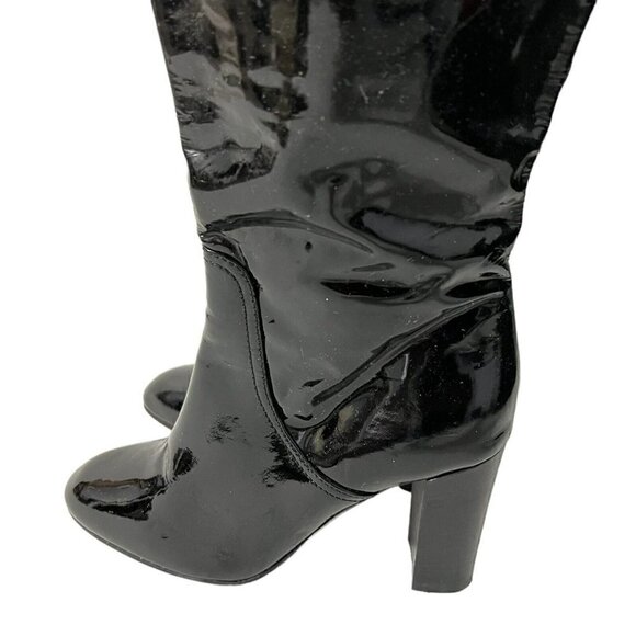 Coach Patent Leather Boots Rowan Snakeskin Embossed Cuff Size 6B - Picture 6 of 8